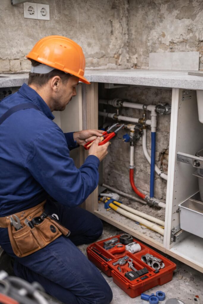 Precizní práce instalatéra při rozvodech vody